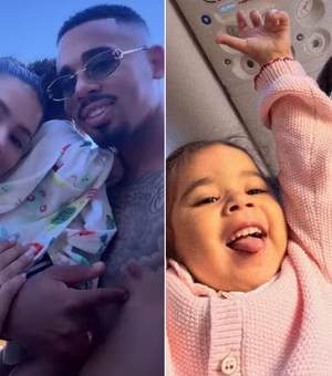 Fora da Copa, Gabriel Jesus curte viagem com esposa e filhos