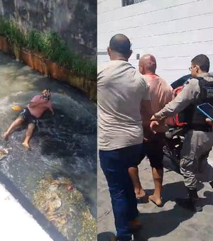 [Vídeo] Justiça recusa pedido de liberdade para assaltante de moto que pulou em córrego