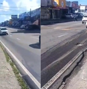 Óleo na pista preocupa motoristas na Avenida Rotary, em Maceió