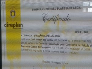 Motorista foi preso apesar de ter curso de especialização para transporte de passageiro