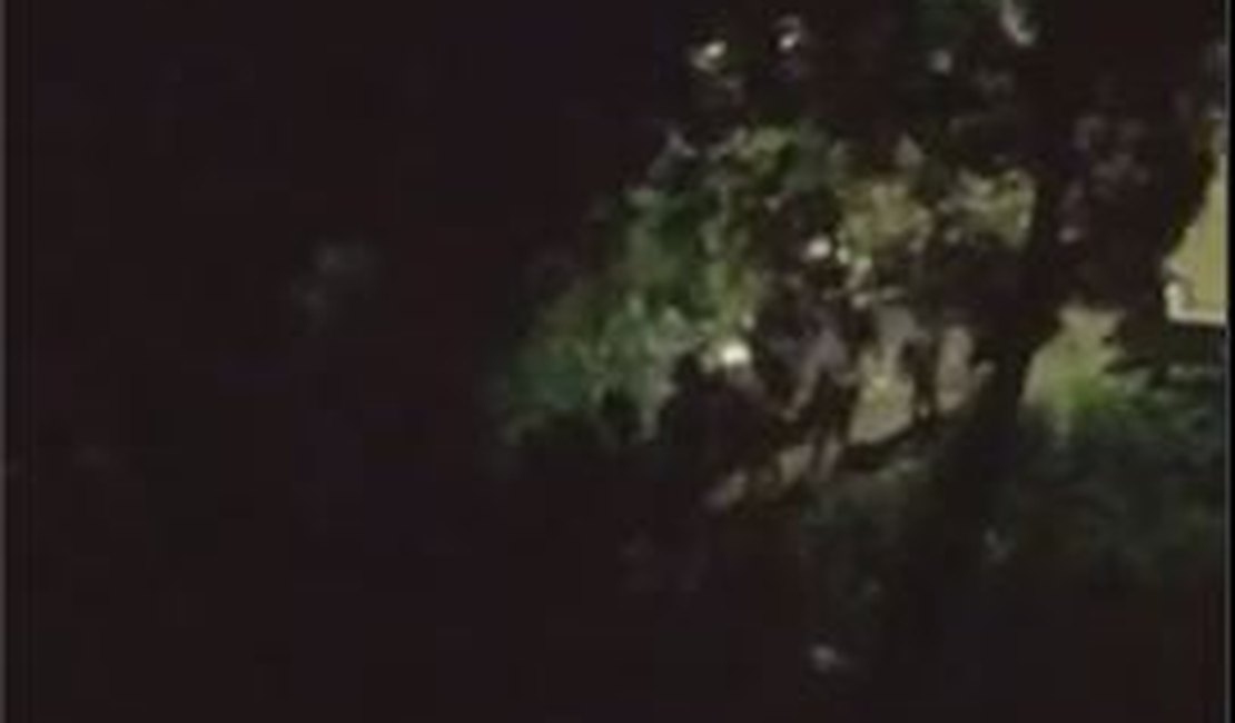 Drone flagra bandidos fugindo da polícia à noite por região de mata no Rio de Janeiro