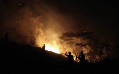 Os militares dos Bombeiros e trabalhadores da fazenda trabalharam por uma hora para conter as chamas