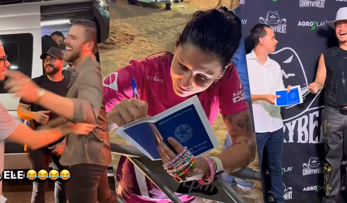 Famosos assinam Carteira de Trabalho de fã em festival de sertanejo