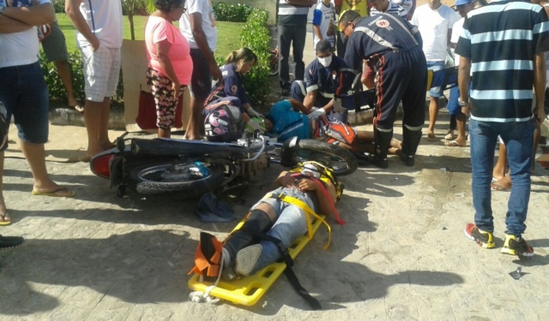 Colisão entre carro e moto deixa dois feridos em Arapiraca