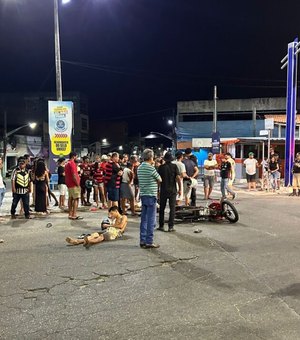 Motociclista com sinais de embriaguez avança sinal, provoca colisão e fica gravemente ferido em Delmiro