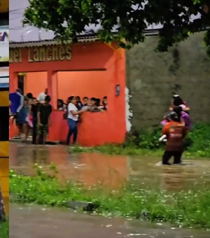 Chuva causa alagamentos e deixa ônibus escolar ilhado em União dos Palmares