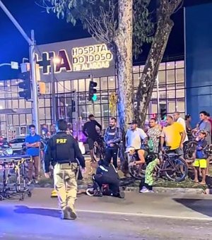 Idoso é atropelado por motocicleta em avenida na parte alta de Maceió