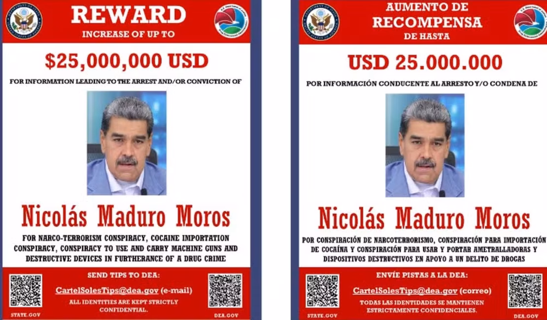 EUA oferecem US$ 25 milhões por informações que levem à prisão de Nicolás Maduro