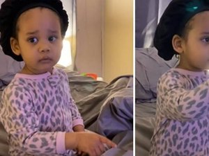 Menina de 2 anos tem reação fofa ao ver personagem de desenho com touca de dormir