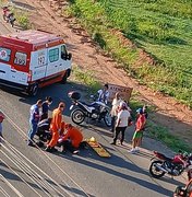 Mulher fica ferida em acidente de moto na AL-115, em Palmeira dos Índios