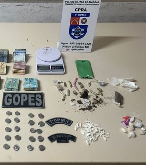 Polícia apreende maconha, crack, cocaína e mais de R$ 15 mil em espécie no Agreste de Alagoas