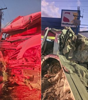 Ocupantes de caminhão ficam presos às ferragens após engavetamento em Maceió