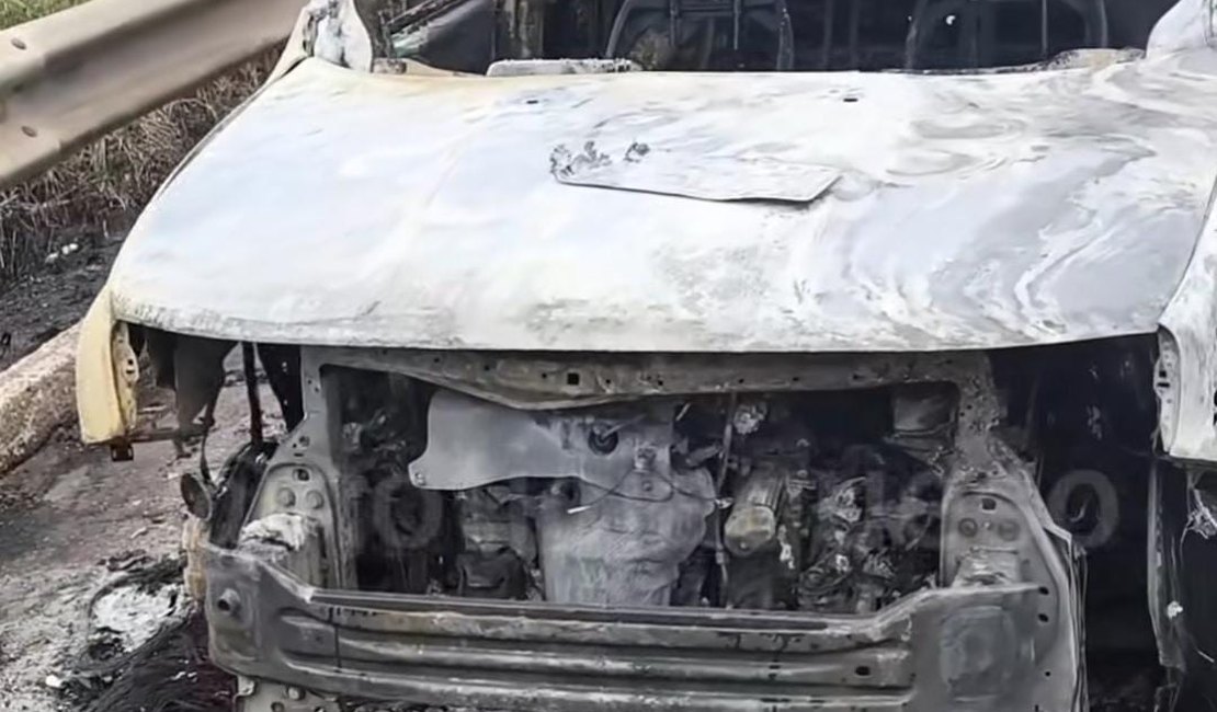 Carro incendia na BR-101 no município de Colônia Leopoldina