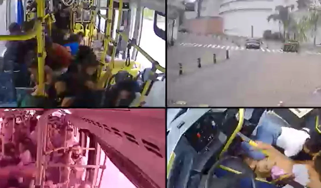 Passageiros voam dentro de ônibus antes de engavetamento em São Paulo