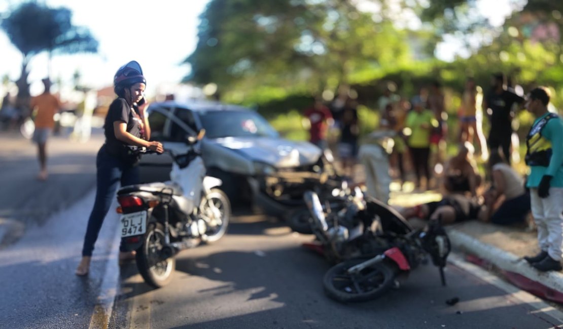 Acidente entre carro e moto deixa duas vítimas em São Miguel dos Campos