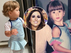 Tatá Werneck se surpreende com filha de 1 ano usando roupa que foi sua, aos 4