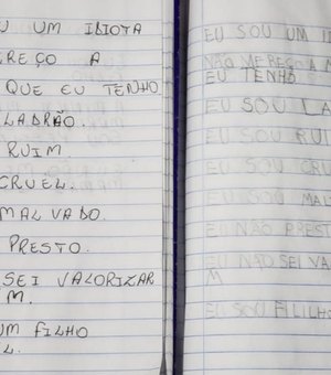 Menino morto pela mãe em Imbé era obrigado a escrever frases ofensivas em caderno
