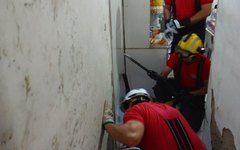 Bombeiros resgatam gato entre paredes
