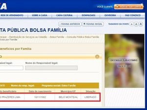 Esposa de vereador estaria cadastrada e recebendo recursos do Bolsa Família