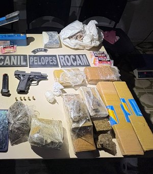Polícia apreende mais de 7 kg de drogas e arma com numeração raspada em Arapiraca