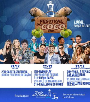 Prefeitura de Porto de Pedras anuncia programação do Festival do Coco