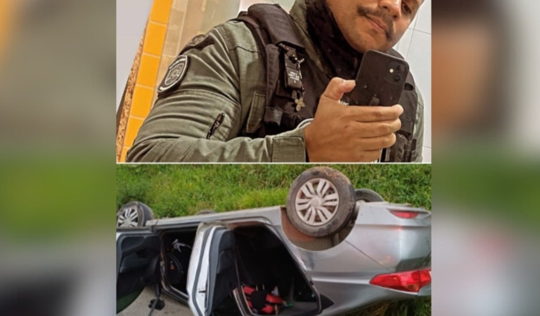 Policial Militar alagoano morre após capotar carro na BR-424, em Garanhuns