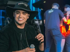 Natanzinho Lima tem palco invadido por fã e acaba mordido durante show na Paraíba