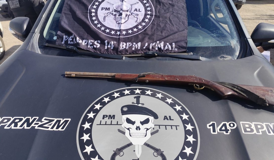 Polícia apreende arma de fogo na zona rural de Joaquim Gomes