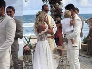 Karina Bacchi se casa com Amaury Nunes em praia de Alagoas