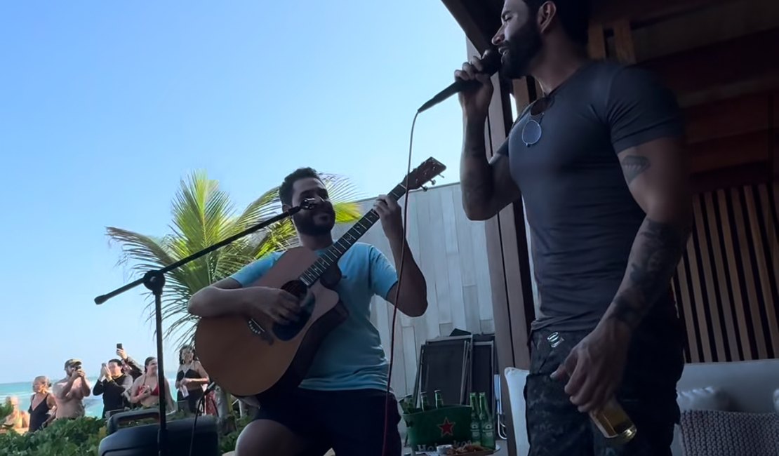 Gusttavo Lima faz pocket show surpresa em resort na Barra de São Miguel e encanta hóspedes