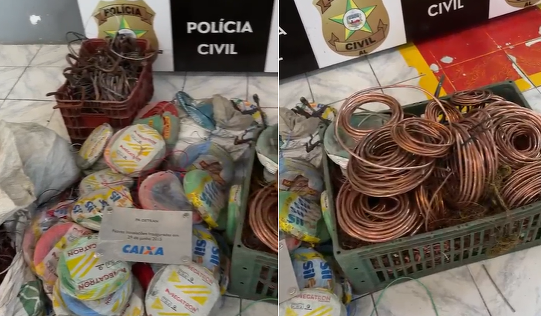 Dona de ferro-velho é presa com mais de 100 kg de fios de cobre em Maceió