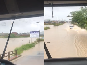 Vídeo: rio de Porto Calvo transborda e chega na rodovia AL-105