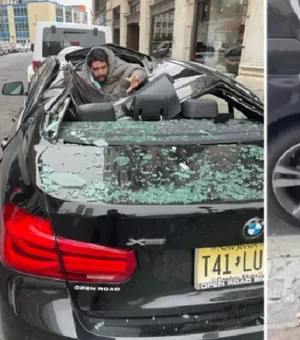 Homem cai em cima de BMW e sobrevive a queda de 9 andares