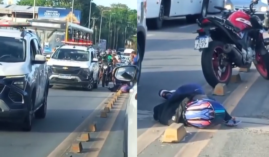 Motociclista fica ferida após acidente na Avenida Governador Afrânio Lages