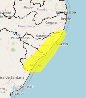 Inmet mantém alerta amarelo para acumulado de chuvas em Maceió e mais 66 municípios