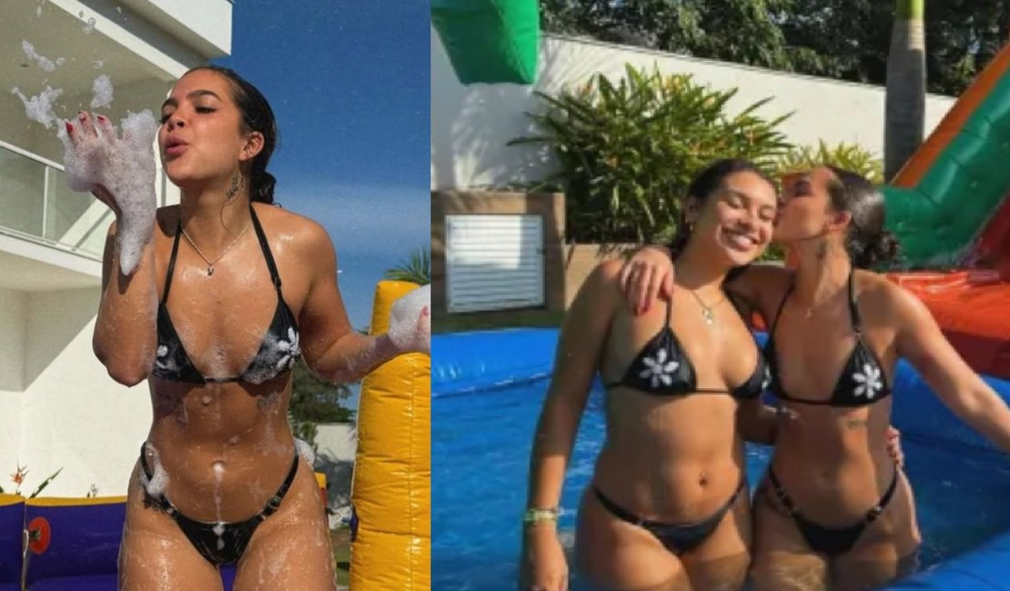 Mel Maia abre álbum de fotos de aniversário de 21 anos com futebol de sabão