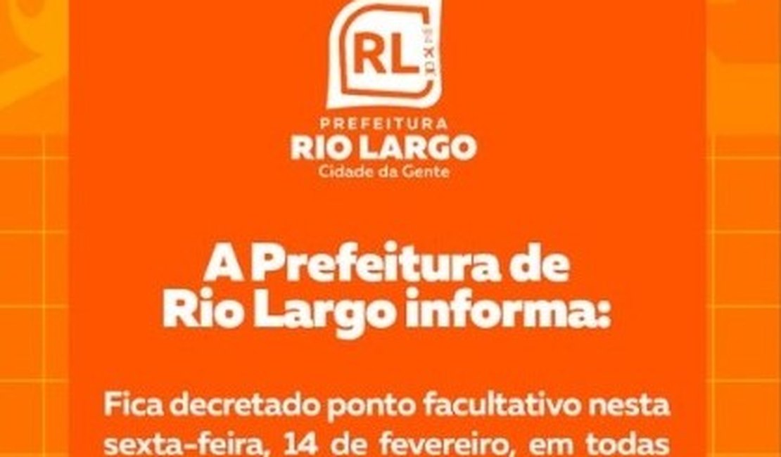 Prefeitura de Rio Largo decreta ponto facultativo nesta sexta-feira devido ao festival de verão