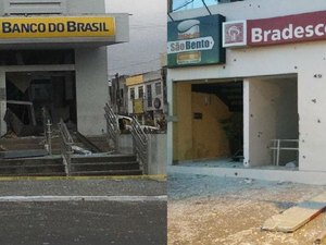 Quadrilha explode duas agências bancárias e faz família refém