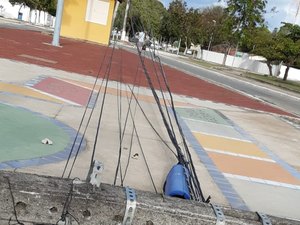 Poste de companhia telefônica cai dentro do Cepa