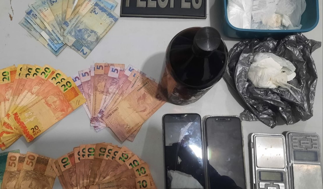 Homem é preso com quase R$ 900,00  e cocaína no bairro Brasília, em Arapiraca