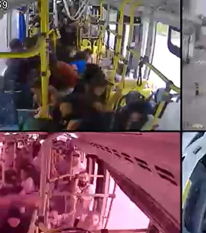 Passageiros voam dentro de ônibus antes de engavetamento em São Paulo