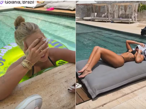 Virginia Fonseca curte dia de piscina após noitada e recebe visita de Zé Felipe