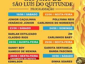 Prefeitura de São Luís do Quitunde anuncia programação do São João