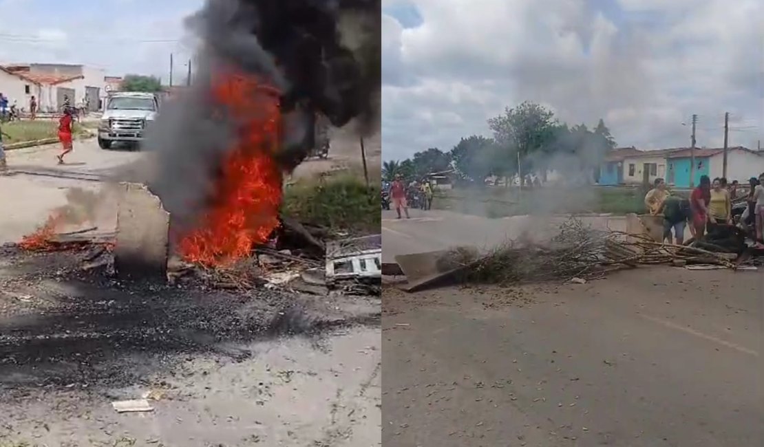 [Vídeo] Moradores bloqueiam trecho da AL-115, em Campo Grande, após uma semana sem energia