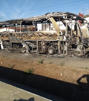 [Vídeo] Ônibus interestadual incendeia na BR-101 em Junqueiro
