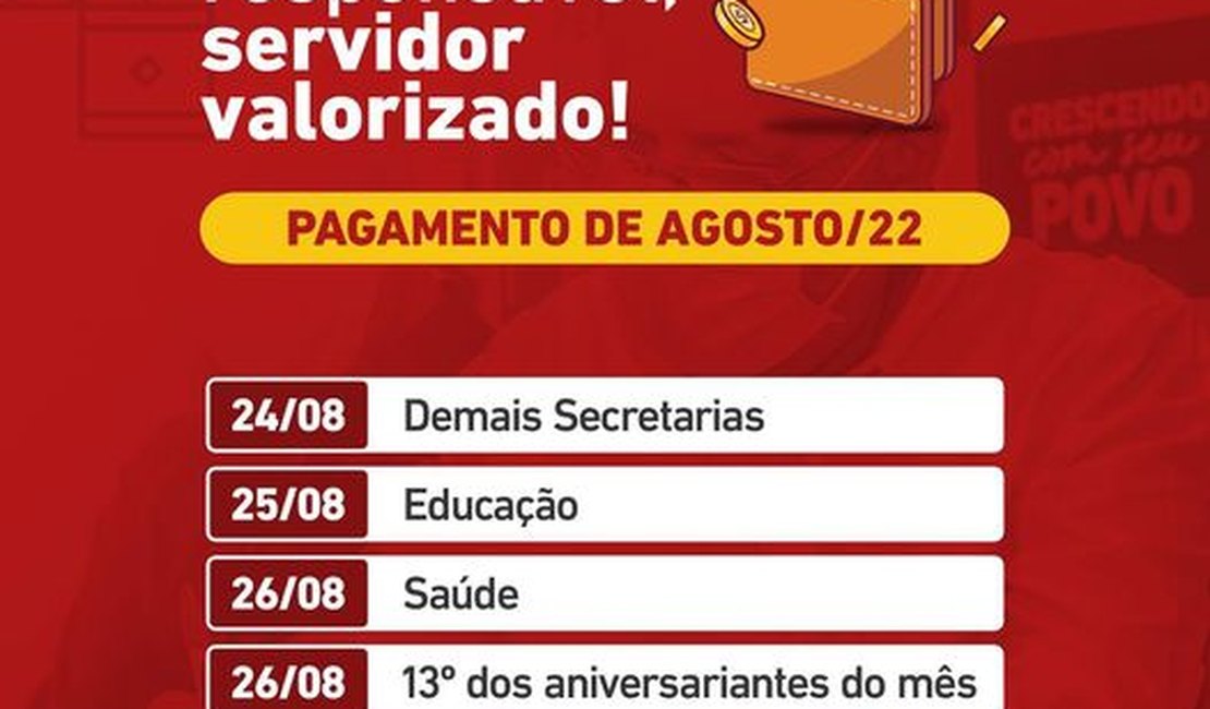 Prefeitura de Penedo antecipa pagamento de salário de agosto