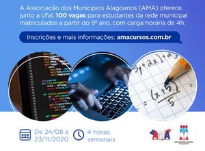 Ufal oferta curso de programação para alunos da rede municipal de Alagoas