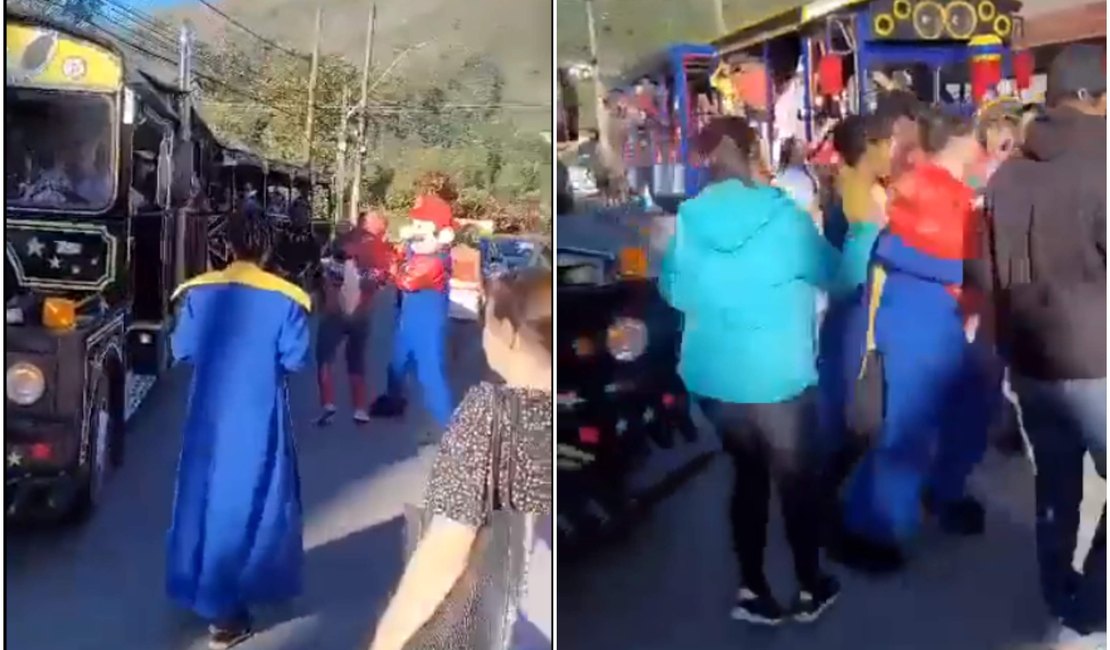 Briga entre Homem-Aranha, Pantera Negra e Super Mario de trenzinho no RJ repercute nas redes