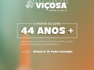 Viçosa está entre os 6% dos municípios do país que vacinam abaixo de 45 anos