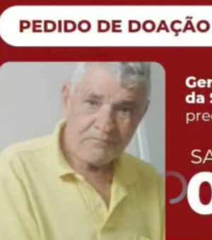 Família pede doação de sangue O- para idoso internado em Coruripe
